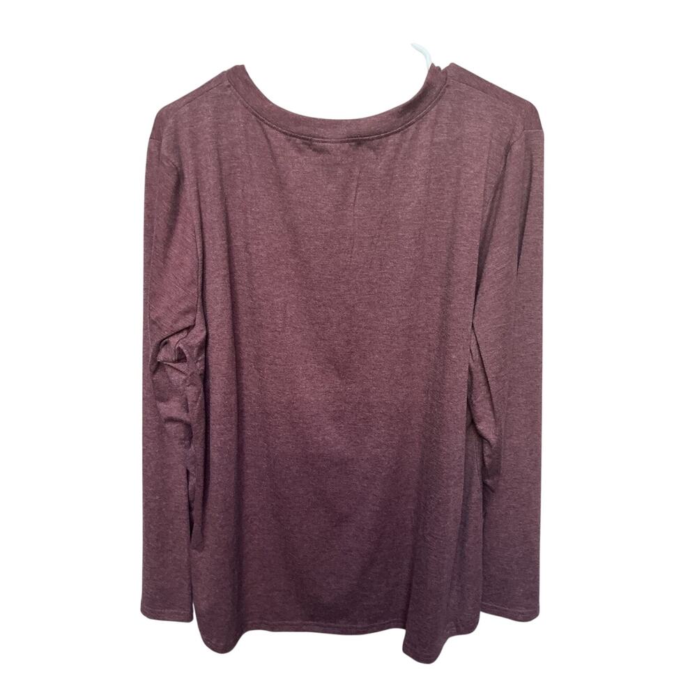 Automet 2XL Long Sleeve Top Maroon Polyester Rayon Spandex - Picture 3 of 4
